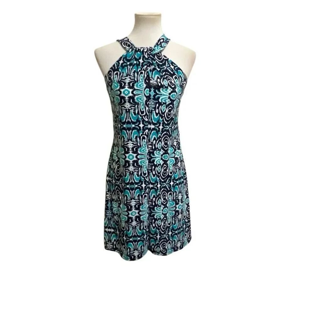 Jude Connally Twist Halter Neckline Dress Signature Stretch size Small